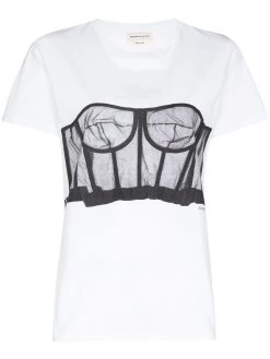 Alexander McQueen bustier-print crew-neck T-shirt