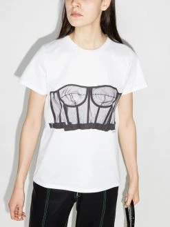 Alexander McQueen bustier-print crew-neck T-shirt