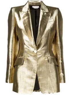 Alexander McQueen metallic-effect tailored blazer