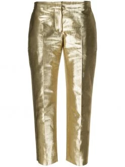 Alexander McQueen metallic-effect straight-leg trousers