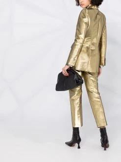 Alexander McQueen metallic-effect straight-leg trousers