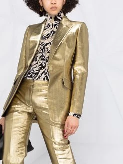 Alexander McQueen metallic-effect straight-leg trousers
