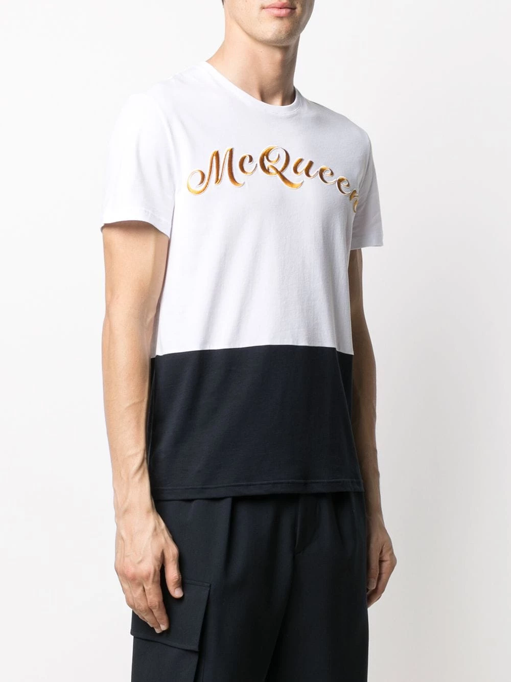 Best deal โค๏ธ Alexander McQueen Logo embroidered colour block T ๐ shirt ๐ 3 Alexander McQueen logo embroidered colour block T-shirt