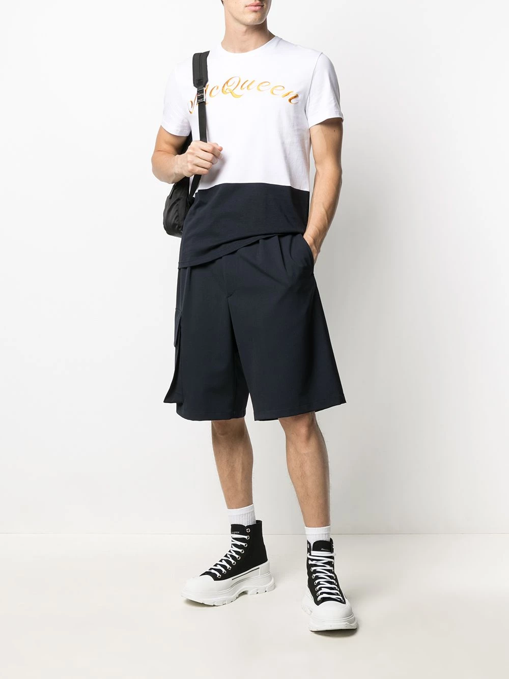 Best deal โค๏ธ Alexander McQueen Logo embroidered colour block T ๐ shirt ๐ 2 Alexander McQueen logo embroidered colour block T-shirt