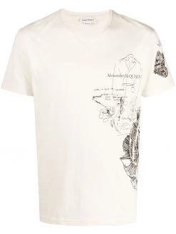 Alexander McQueen drawing print logo T-shirt