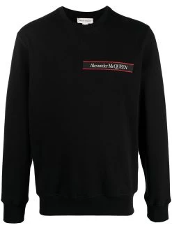 Alexander McQueen Selvedge logo-tape crew neck sweatshirt