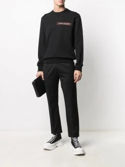 Alexander McQueen Selvedge logo-tape crew neck sweatshirt