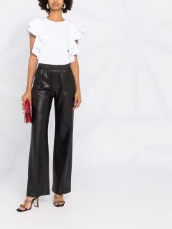 Alexander McQueen short ruffled sleeves cropped top