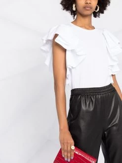 Alexander McQueen short ruffled sleeves cropped top