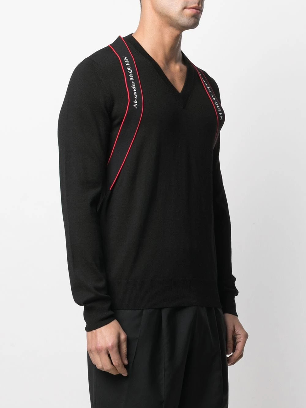 Wholesale ❤️ Alexander McQueen Logo strap V neck pullover ⭐ 3 Alexander McQueen logo strap V-neck pullover