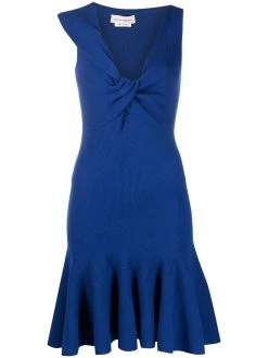 Alexander McQueen knotted asymmetric neckline dress