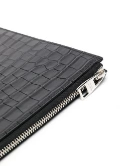 Alexander McQueen crocodile effect half-zip pouch