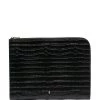 Alexander McQueen crocodile effect half-zip pouch