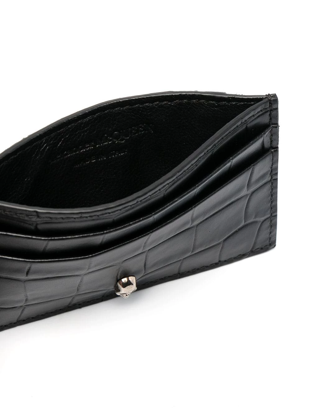 Best Sale ๐ Alexander McQueen Skull motif crocodile embossed cardholder ๐ 3 Alexander McQueen skull-motif crocodile-embossed cardholder