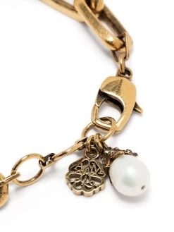 Alexander McQueen pearl-embellished skull bracelet