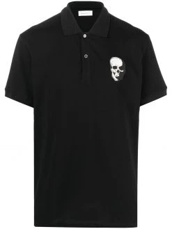 Alexander McQueen skull patch cotton polo shirt