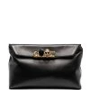 Alexander McQueen crystal-embellished ring-detail clutch bag