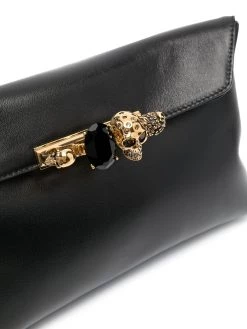 Alexander McQueen crystal-embellished ring-detail clutch bag