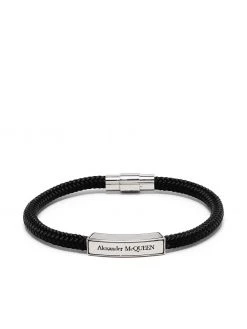 Alexander McQueen logo-engraved plaque bracelet