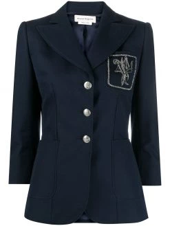 Alexander McQueen embellished logo patch blazer