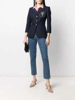 Alexander McQueen embellished logo patch blazer