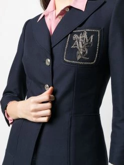 Best deal 👍 Alexander McQueen Embellished logo patch blazer 👍 9 Alexander McQueen embellished logo patch blazer
