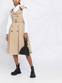Alexander McQueen sleeveless pleated trench coat