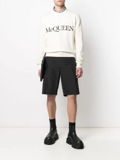 Alexander McQueen logo-embroidered knitted jumper