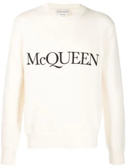 Alexander McQueen logo-embroidered knitted jumper