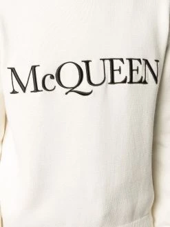 Alexander McQueen logo-embroidered knitted jumper