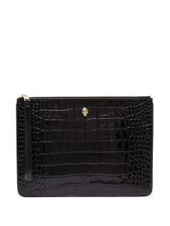 Alexander McQueen skull charm leather clutch bag