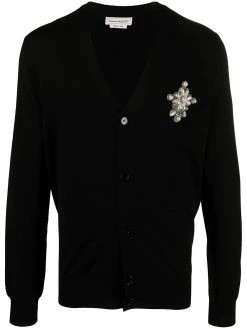 Alexander McQueen brooch-detail wool cardigan
