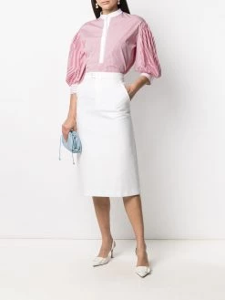 Alexander McQueen vertical-stripe collarless blouse