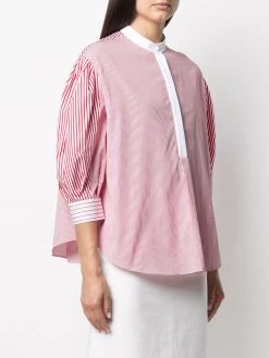Alexander McQueen vertical-stripe collarless blouse