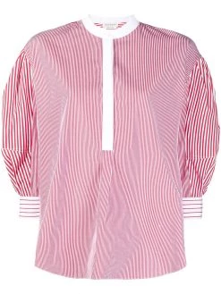 Alexander McQueen vertical-stripe collarless blouse