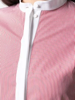 Alexander McQueen vertical-stripe collarless blouse