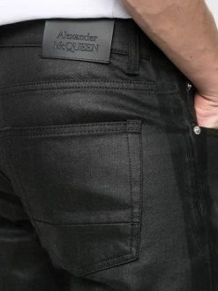 Alexander McQueen leather slim-cut jeans