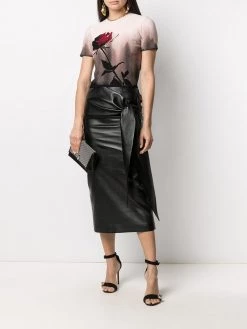 Alexander McQueen rose print cropped T-shirt