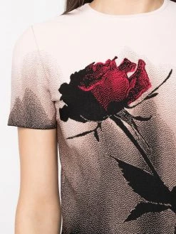 Alexander McQueen rose print cropped T-shirt
