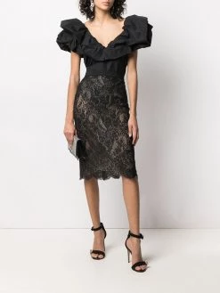 Alexander McQueen high-waisted lace pencil skirt