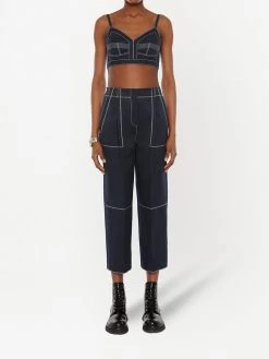 Alexander McQueen contrast-stitch crop top