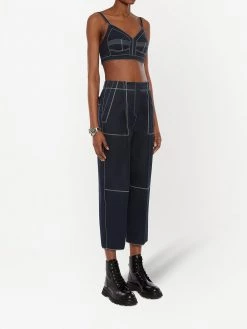 Alexander McQueen contrast-stitch crop top
