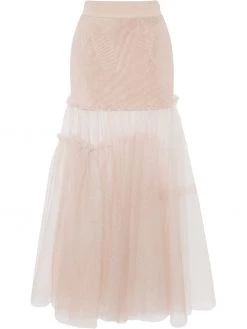 Alexander McQueen ribbed knit tulle panel skirt