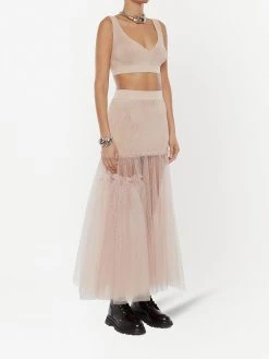 Alexander McQueen ribbed knit tulle panel skirt