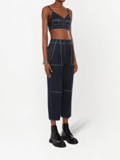 Alexander McQueen contrast-stitching cropped trousers