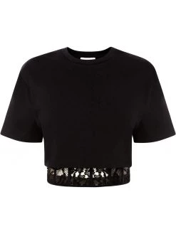 Alexander McQueen lace-hem cropped T-shirt