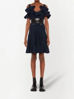 Alexander McQueen ruffled cold-shoulder dress