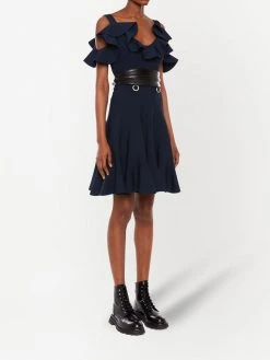 Alexander McQueen ruffled cold-shoulder dress