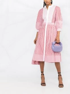 Alexander McQueen asymmetric striped dress