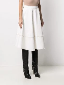 Alexander McQueen contrast-stitch midi skirt